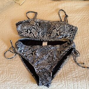 Time and Tru Black and White Snake Print Bikini